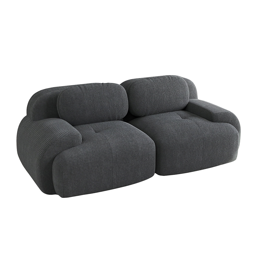 Divano 2 posti 82" in velluto - Xylo - Modulare, antiscivolo, imbottitura elastica, grigio