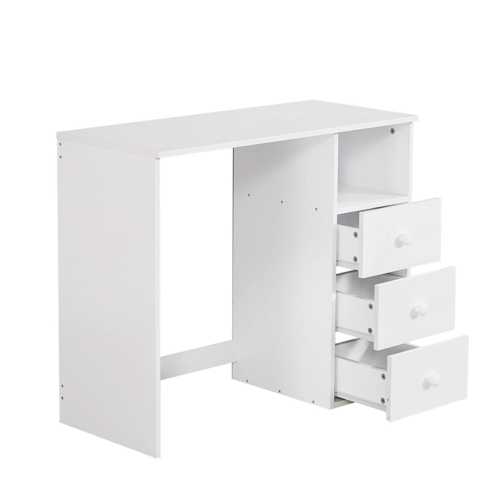 Letto a castello per bambini 90x200 cm con scrivania; scala contenitore e 3 cassetti; bianco/naturale