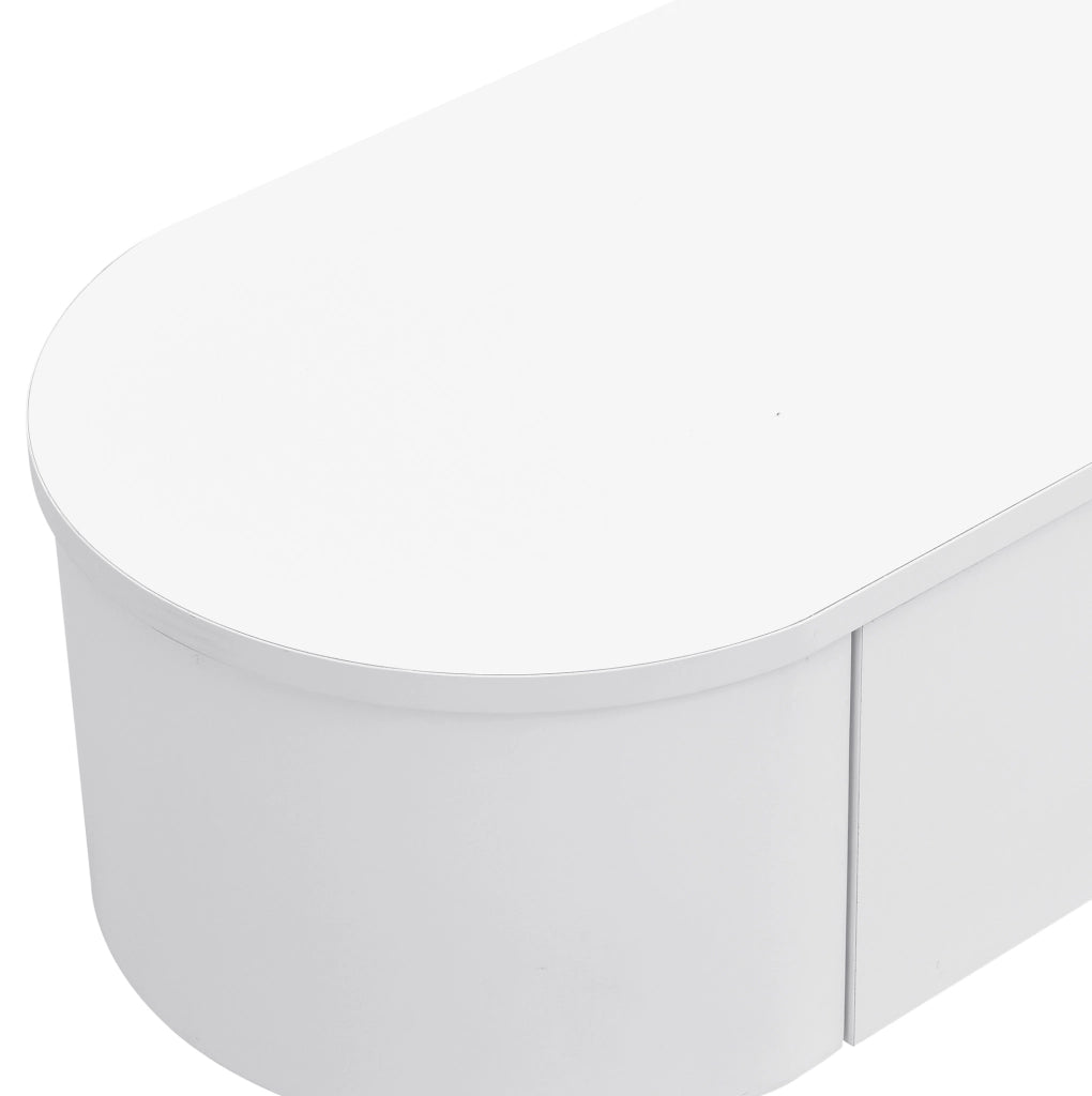 Mobile TV moderno 174 cm in MDF bianco con 3 cassetti; maniglie e gambe dorate