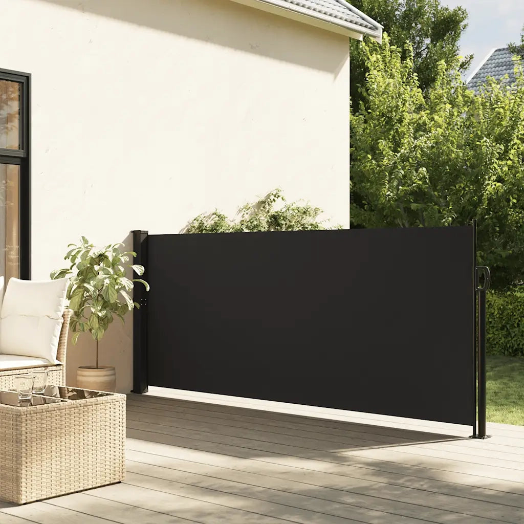Tenda da Sole Laterale Retrattile-Tenda parasole per balcone per giardino Nera 140x300 cm