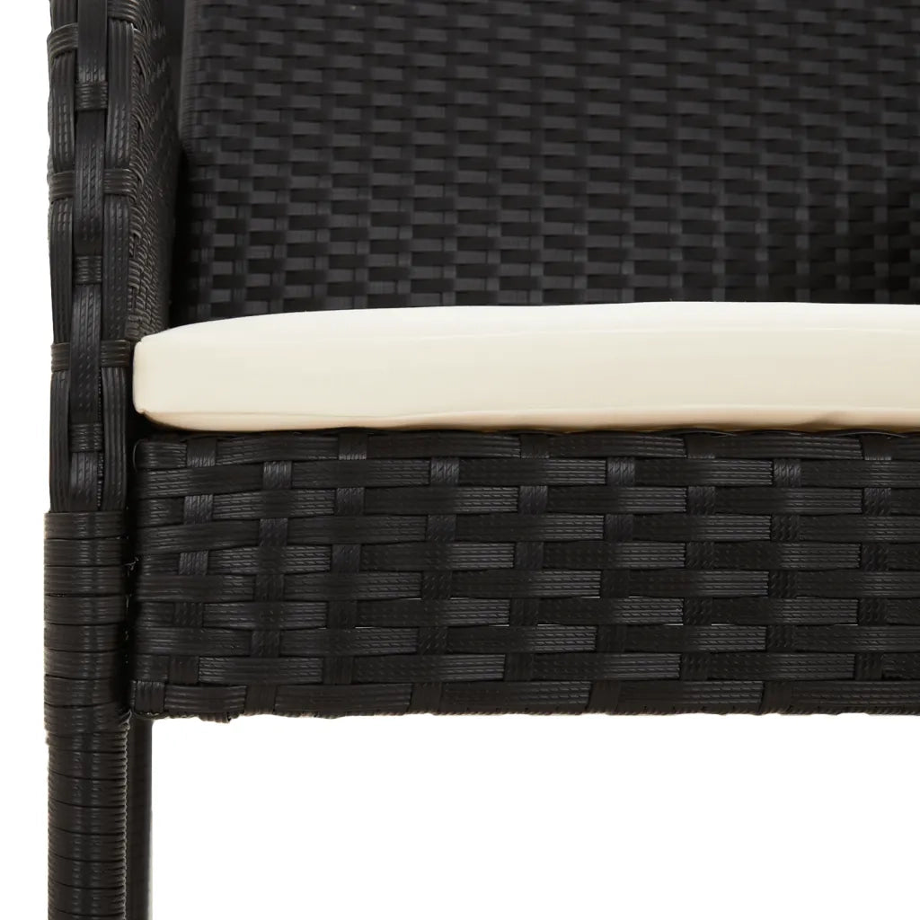 Set da Pranzo da Giardino 9 pz con Cuscini Nero in Polyrattan 3185016