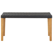 Panchina da Giardino 120 cm Nero Polyrattan e Massello d'Acacia 46488