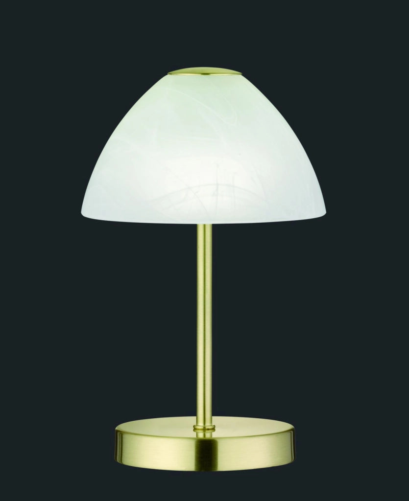QUEEN LAMPADA DA TAVOLO LED 3W 280lm, 3000K METALLO OTTONE TOUCH 4 INTENSITA' DIFFUSORE COPPA VETRO H.24CM