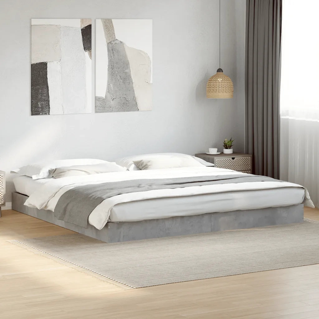 Letto matrimoniale | Letto per adulti | Giroletto Grigio Cemento 180x200 cm in Legno Multistrato