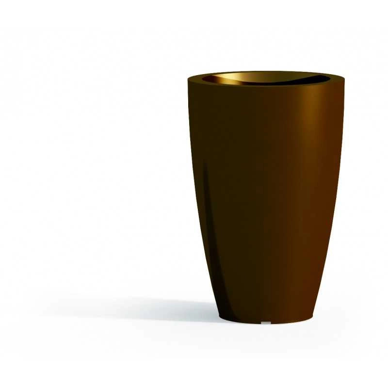 Vaso moderno di design Ø33 H50 in polimero marrone resistente per interno ed esterno - Made in Italy - Monacis