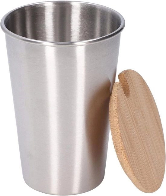 Bicchiere in Acciaio Inossidabile da 500ML con Coperchio - Bicchiere a Doppia Parete per Bevande Calde e Freddi - Adatto per Feste all'Aperto
