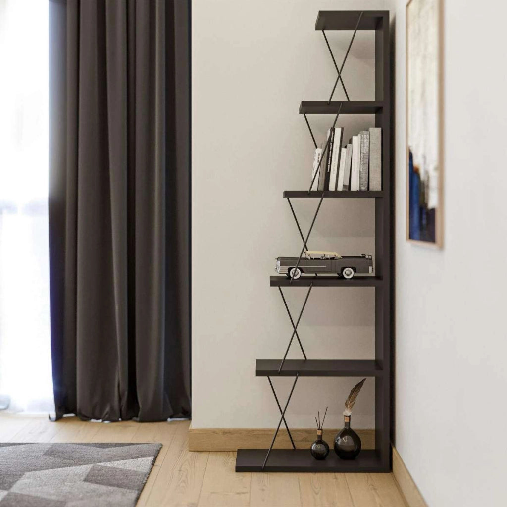 Libreria in legno "Melinos" - 50 x 22 x 150 cm - Antracite