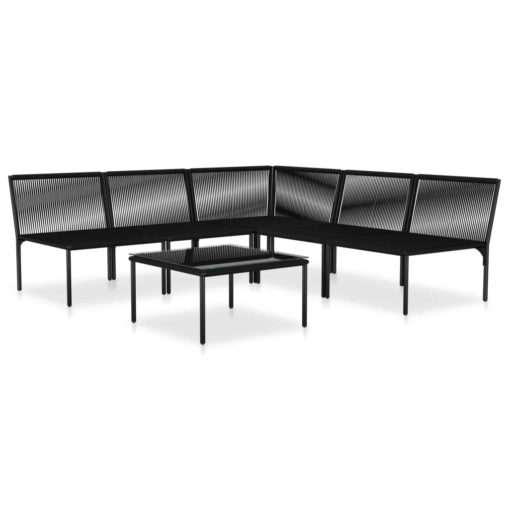 Set Divani da Giardino 6 pz | Set Salotto da Giardino con Cuscini Neri in PVC
