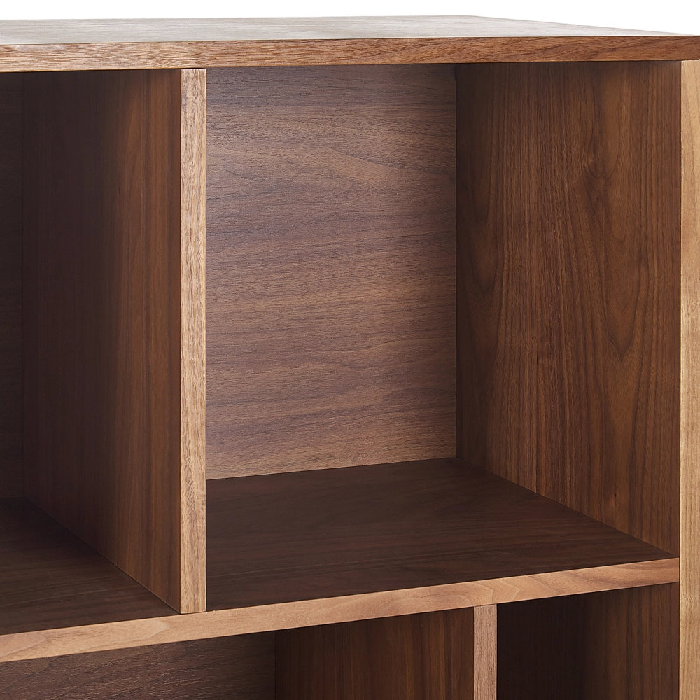 Libreria in noce scuro con MDF grigio 139 x 60 x 40 cm Mobile contenitore con cassetti Moderno