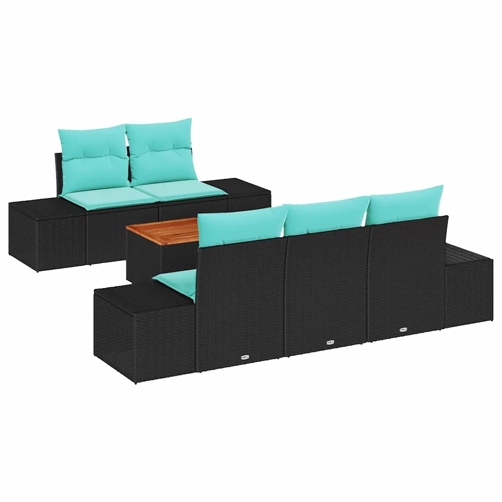 Set Divano da Giardino 6 pz Nero polyrattan 3347900