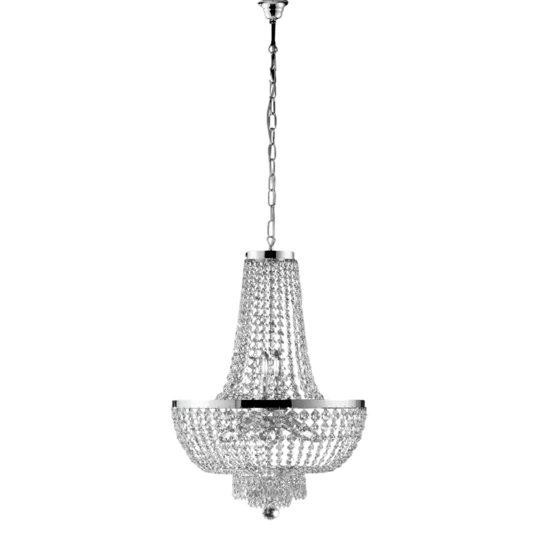 Mozart Lampadario in ferro e ottone cromato con strass 8 luci  134 Ø50 BL189-8-CR