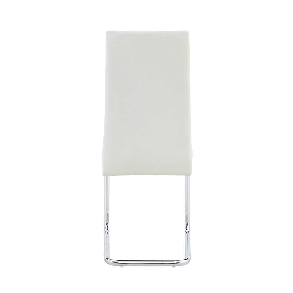 Sedie da Pranzo Imbottite in Ecopelle ¨C MINIMAL ¨C Bianche, Gambe in Metallo, Set 2 Pezzi
