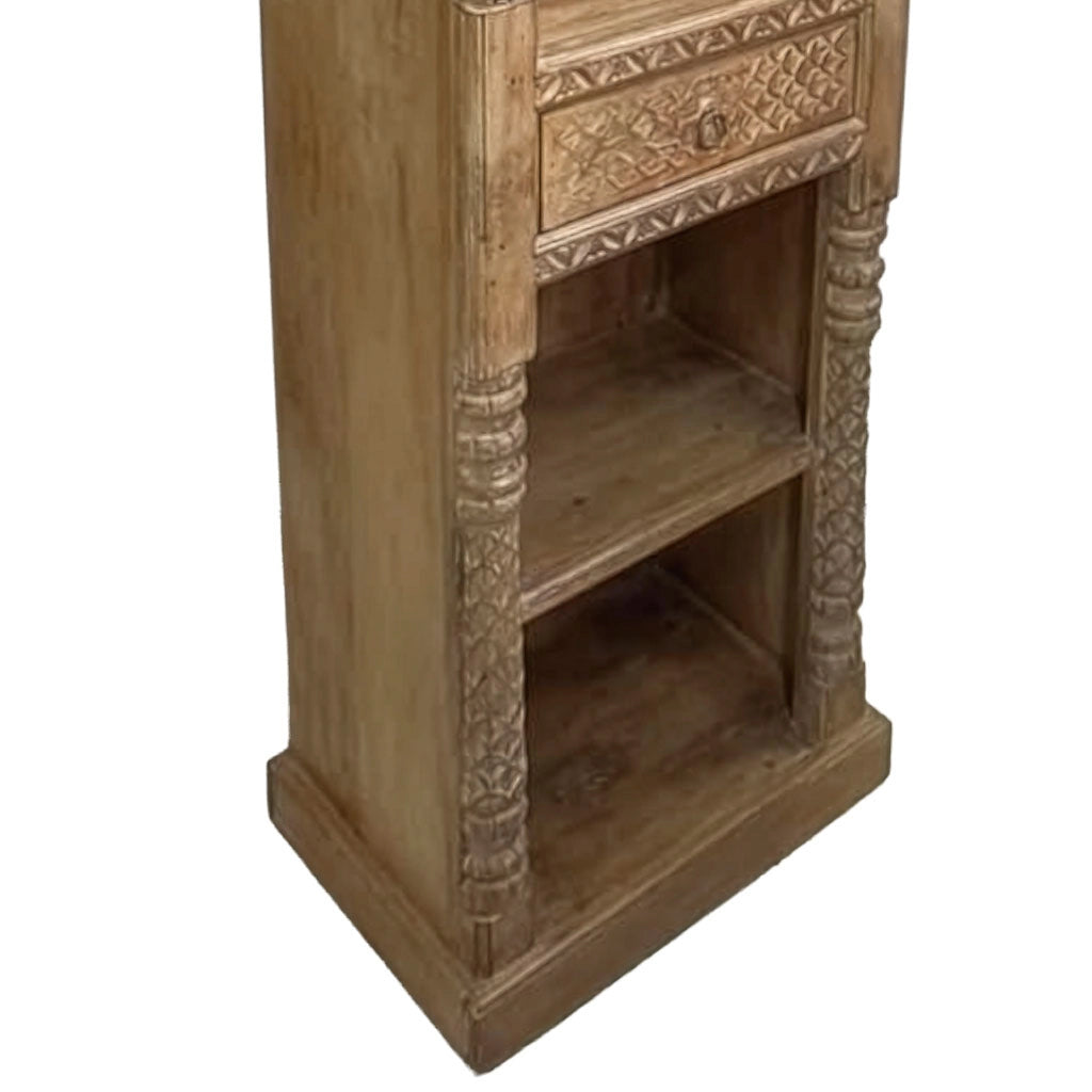 Libreria in legno con finitura artigianale marrone, 57x38x180h cm