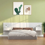 Testiera per Letto con Comodini-Testiera con Contenitore in Legno Multistrato Bianco 524852