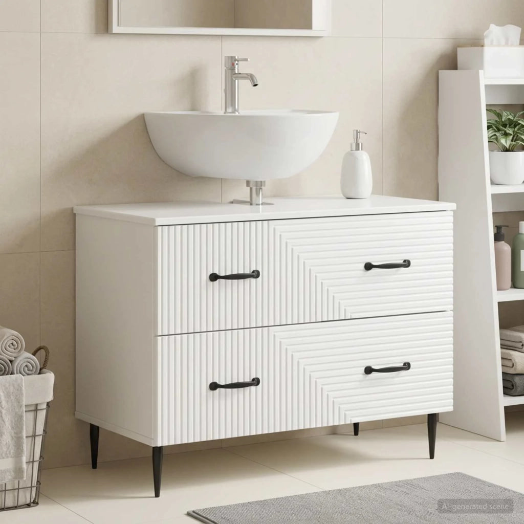 Armadio per Lavabo da Bagno HAARLEM Bianco Lucido 896799