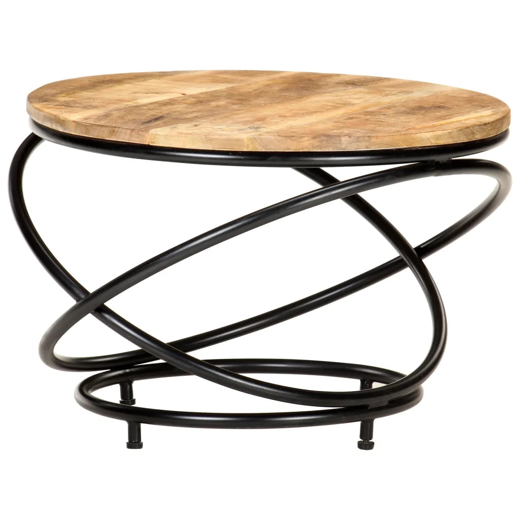 Tavolino Nero 60x60x40 cm in Legno Massello di Mango Grezzo 321935