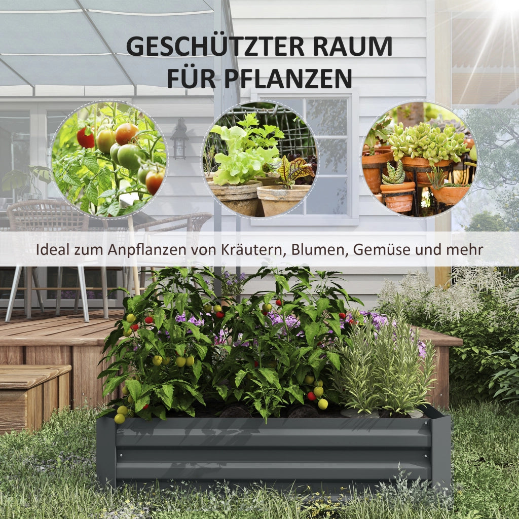 Set Piantatori per Giardino e Terrazza ¨C zephmum ¨C Acciaio Zincato, Grigio Scuro, 100x100x30 cm