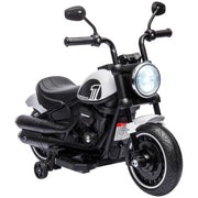 Moto elettrica per bambini con luci LED e ruote di supporto ¨C zephmum ¨C 6V bianco