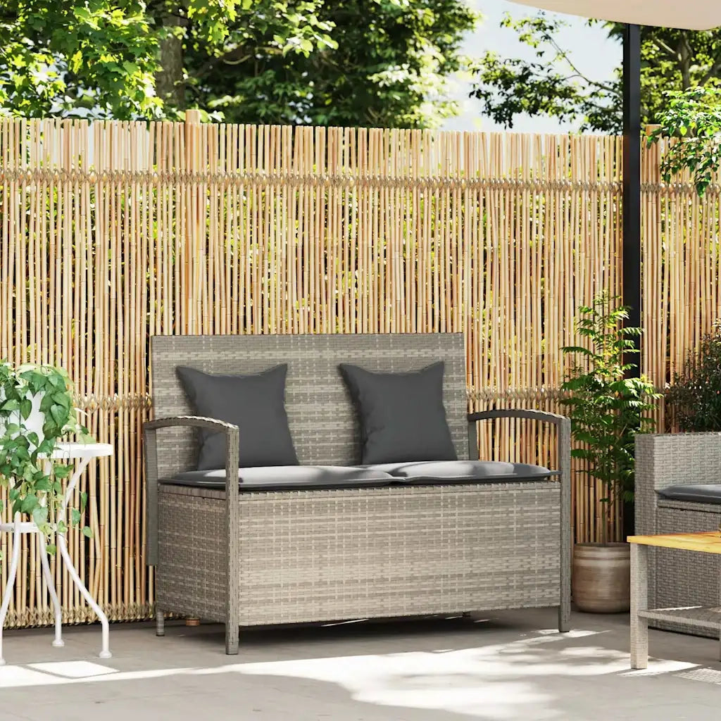 vidaXL Panca Portaoggetti da Giardino con Cuscino in Polyrattan