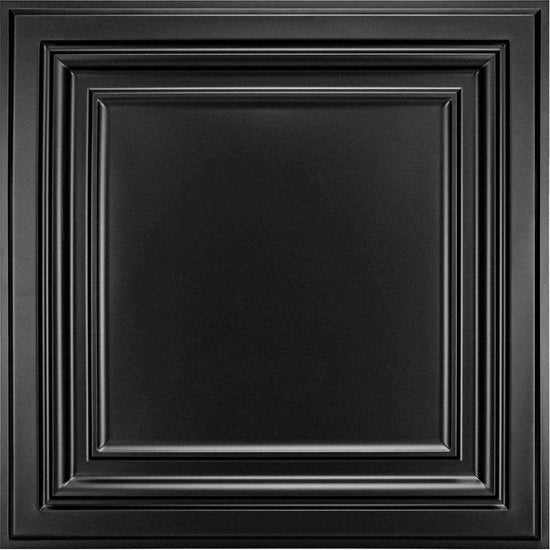 Pannello Decorativo per Plafoni in PVC, Dimensione 61x61cm, Materiale Plastico, Nero, Pacchetto da 12 Unità, Grande Dimensione, Alta Qualità