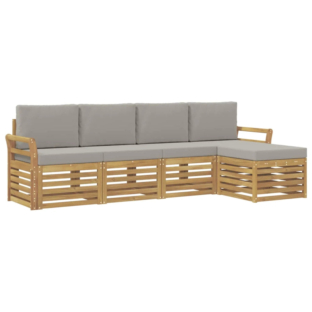 Set di divani da esterno 5 pcs Bianco e Grigio Chiaro 3391676