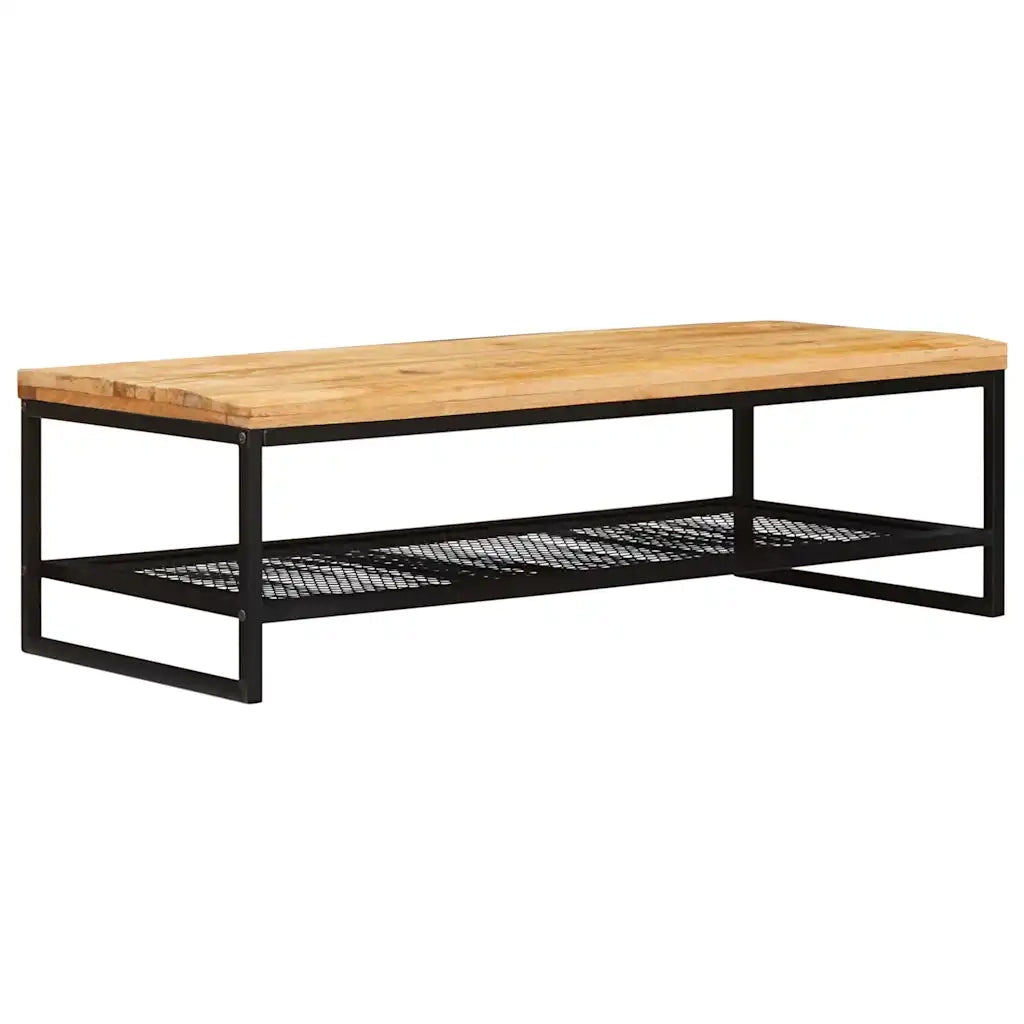 Tavolino da salotto Marrone e Nero Legno di mango massello