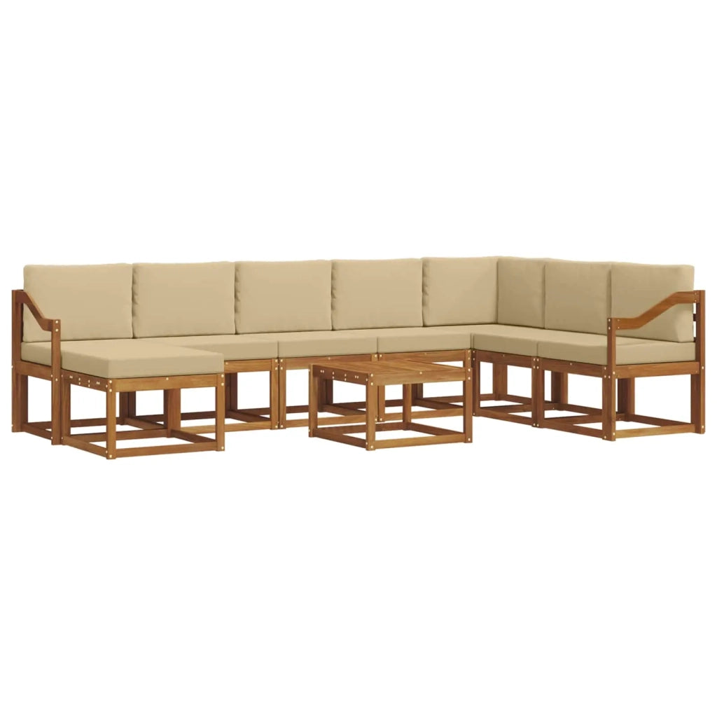 Set di divani da esterno con cuscino 9 pcs Naturale e Beige 3366866