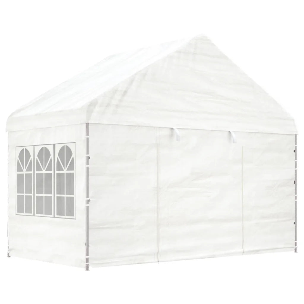 Gazebo con Tetto Bianco 6,69x4,08x3,22 m in Polietilene 3155487