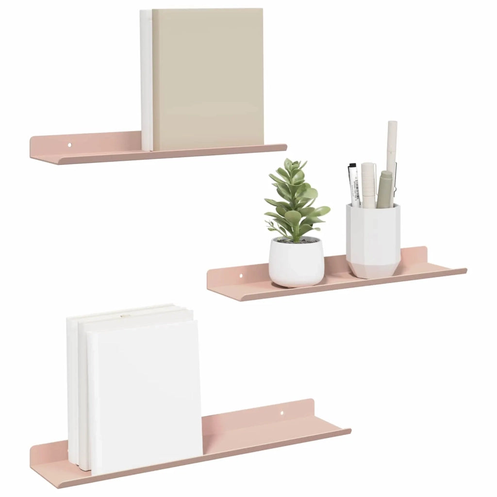 Mensola sospesa 3 pcs Rosa 40 x 9 x 2,5 cm Acciaio 8003931