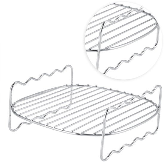 Accessorio per Airfryer multifunzionale a doppio strato in acciaio inossidabile 304 - compatibile con lavastoviglie - sicuro e duraturo - con accessorio per spiedini