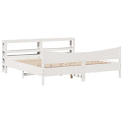 Letto matrimoniale | Letto per adulti | Giroletto con Testiera Bianco 180x200 cm Massello Pino
