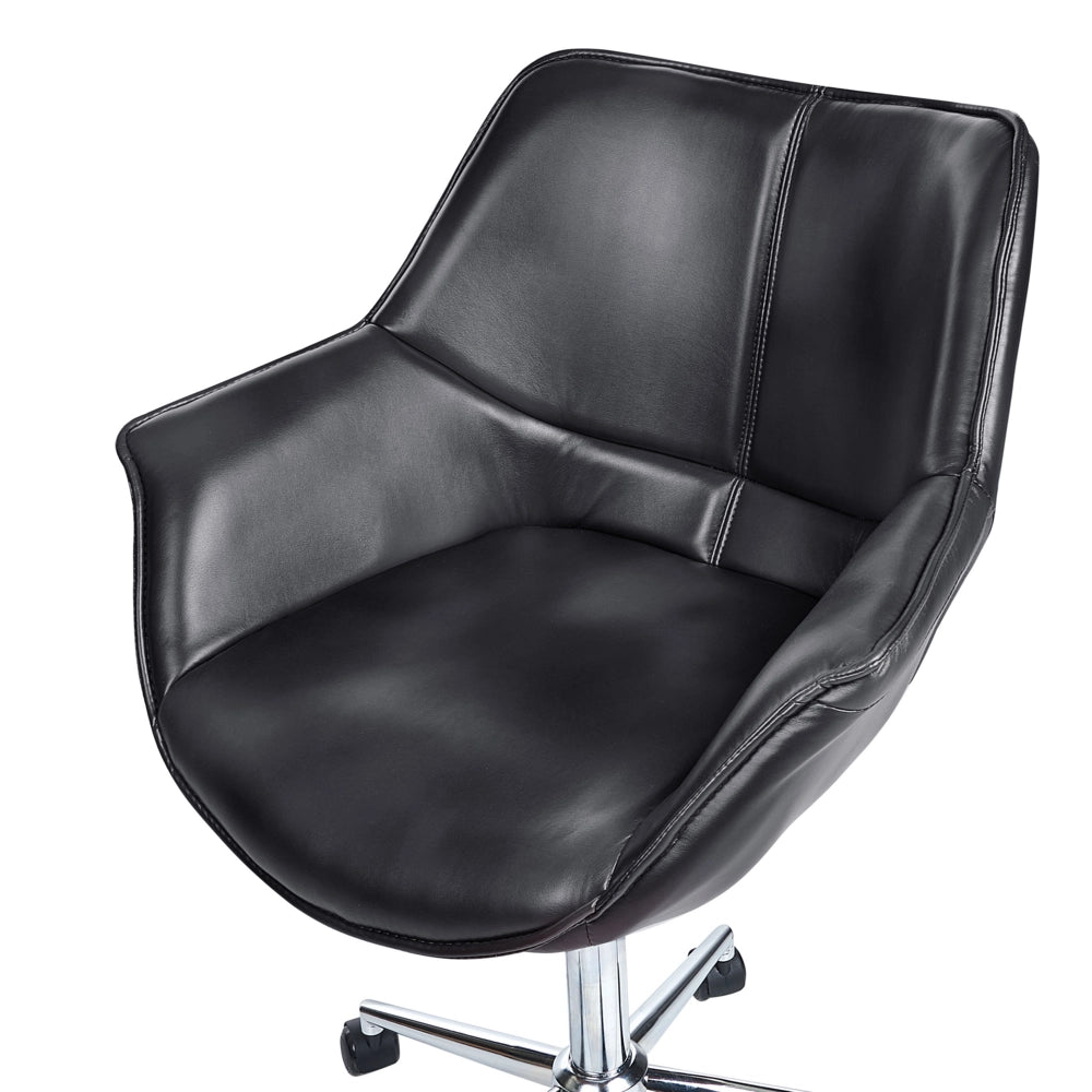 Sedia da ufficio in ecopelle nero girevole altezza regolabile stile moderno home office
