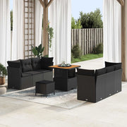 Set Divano da Giardino con cuscino 9 pcs Nero polyrattan 3363384