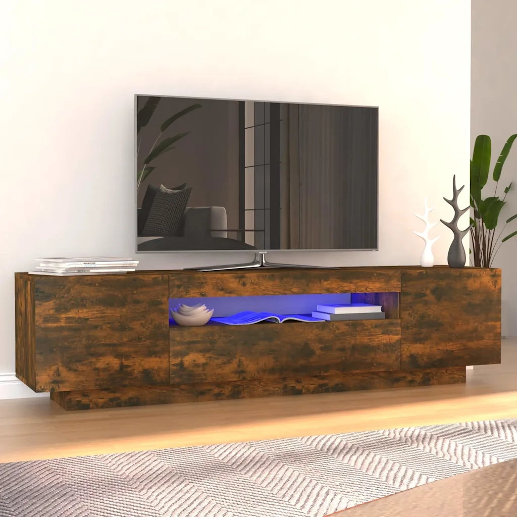 Mobile TV | Armadietto TV | Mobile Porta TV con Luci LED Rovere Fumo 160x35x40 cm