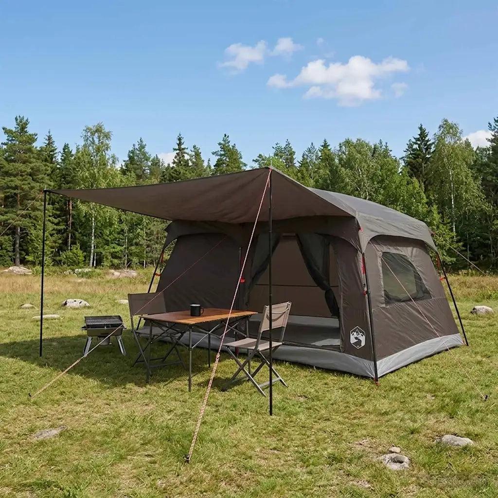 Tenda Familiare con tetto Marrone Grigio 420 x 305 x 200 cm 42029002