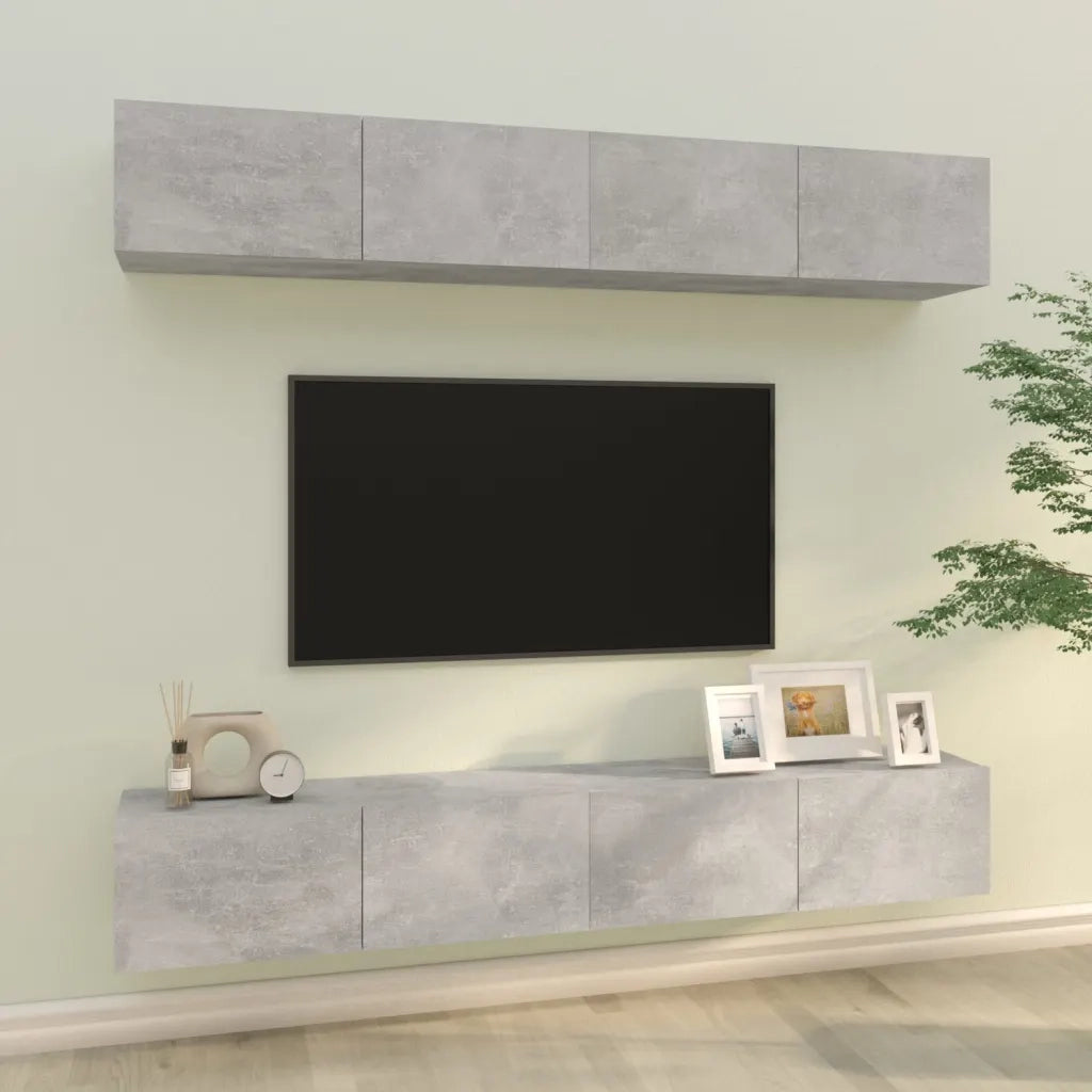 Mobili Porta TV a Parete 4 pz Grigio Cemento 100x30x30 cm cod mxl 69347