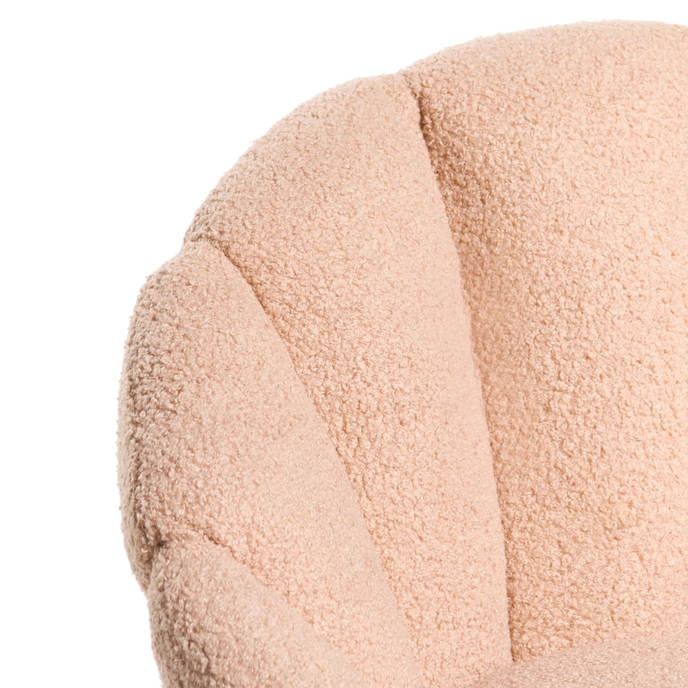 Elegante sedia da ufficio girevole in tessuto bouclè rosa pastello con base regolabile in altezza Design moderno Home Office