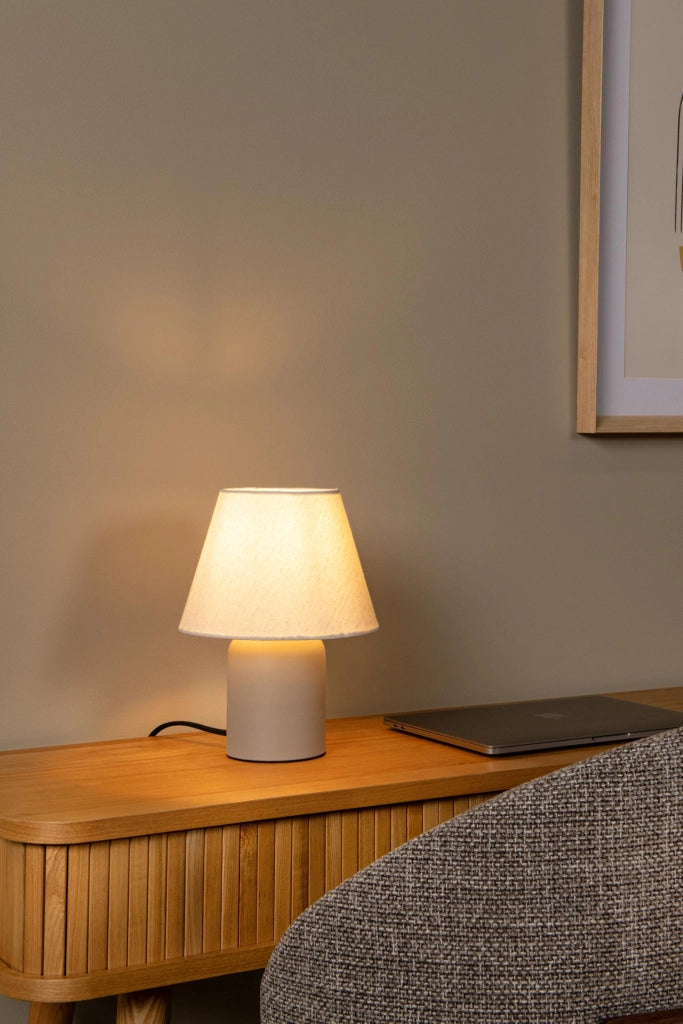 Lampada da tavolo beige in ceramica MACIA Lucide E14