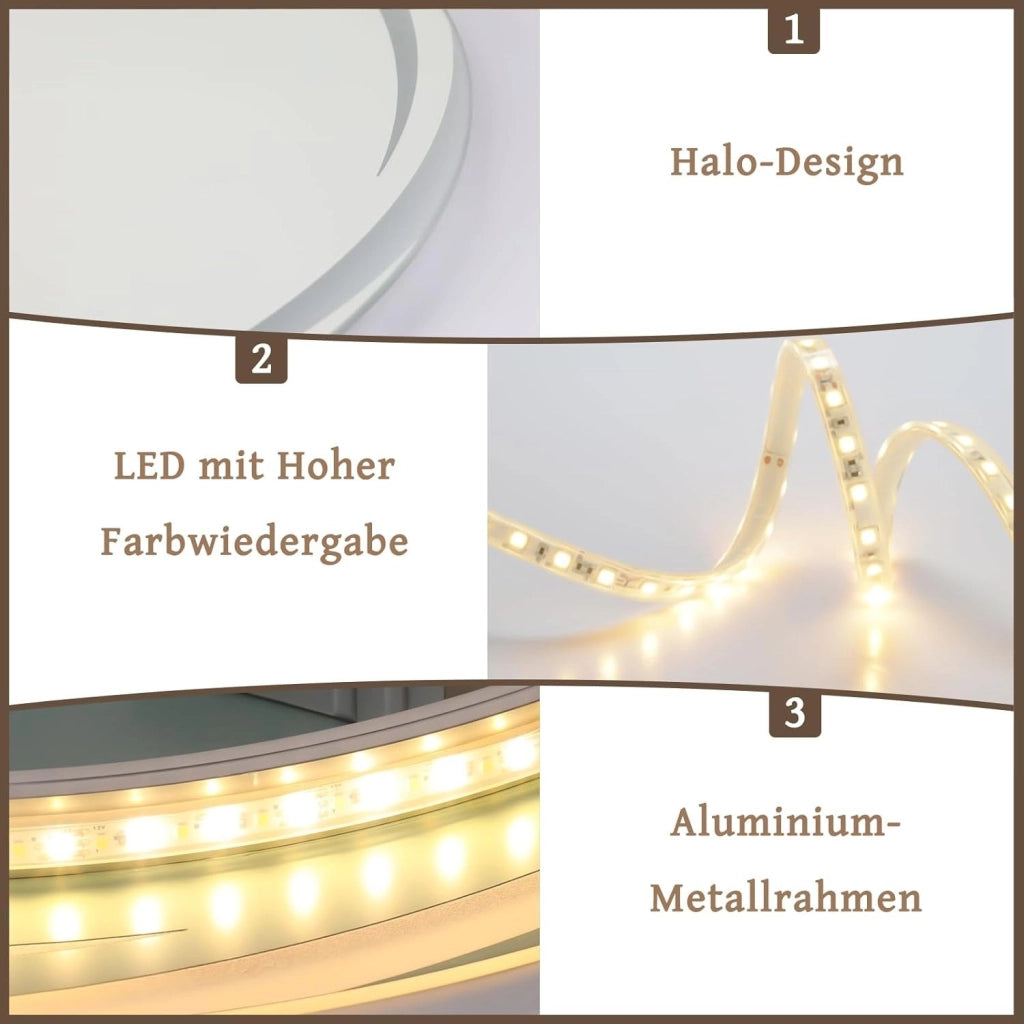 ZMH Specchio da Bagno Rotondo con Luce LED 80 cm IP44 Dimmabile Antiappannamento