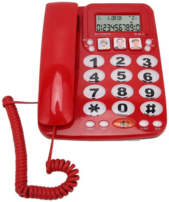 Telefonino da Scrivania con Visualizzazione Numero - Telefonino con Cordoncino Flessibile - Regolazione del Suono - Tasti di Sospensione - Identificazione Chiamante - Materiale ABS - Dimensioni 22 x 17 x 4 cm - Telefonino Fissato