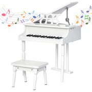 Piano per Bambini con Atril e Sgabello ¨C zephmum ¨C Bianco 52x50x49 cm