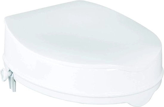 Sedia Elevatrice per Bagni con Copertura 10 cm - Forma Lunga - Sostegno Speciale per Seduta - Accessibile a Persone con Disabilità - Colore Bianco