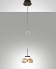 ARABELLA SOSPENSIONE AMBRA 1 LUCE IN VETRO E STRUTTURA IN METALLO A LED 3000K - 8W - 750 lm, D.14CM, SMART C/ACCESS.