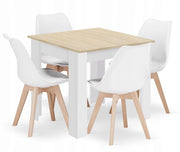Set di tavolo quadrato Valora 80x80 Sonoma Oak + 4 sedie RIKX bianche x4