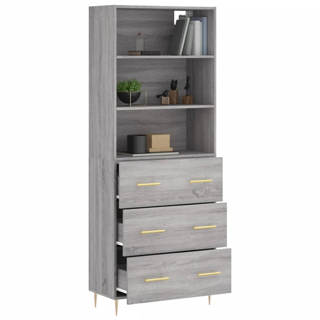 Credenza Grigio Sonoma 69,5x34x180 cm in Legno Multistrato 3189371