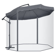 Ombrellone da Giardino 295x295x242 cm con Zanzariera e Base a Croce Grigio Scuro