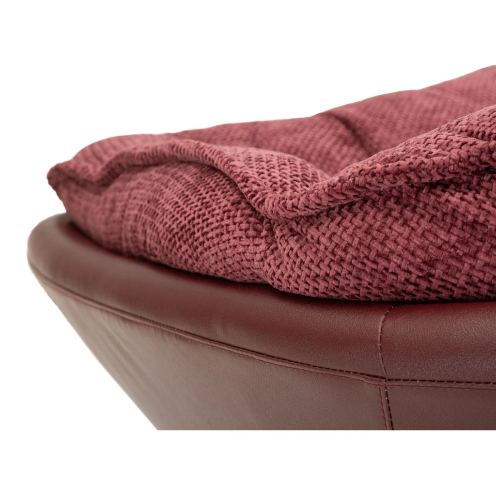 Poltrona girevole bordeaux con base in ferro nero