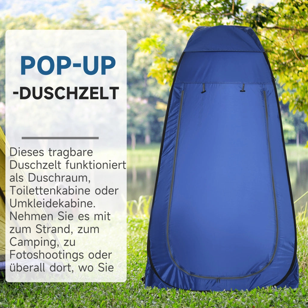 Tenda WC a piega; 120 x 120 x 190 cm; tenda doccia mobile da campeggio; tenda per il cambio con tasca interna; cabina doccia; poliestere; blu scuro