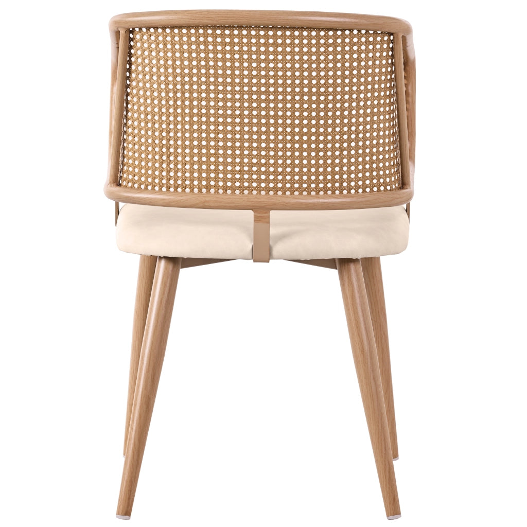 Sedie da Pranzo con Schienale in Rattan ¨C MINIMAL ¨C Set 6 Pezzi, Seduta in Ecopelle, Moderno