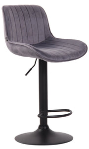 Sgabello Lentini in velluto con poggiapiedi grigio scuro,nero